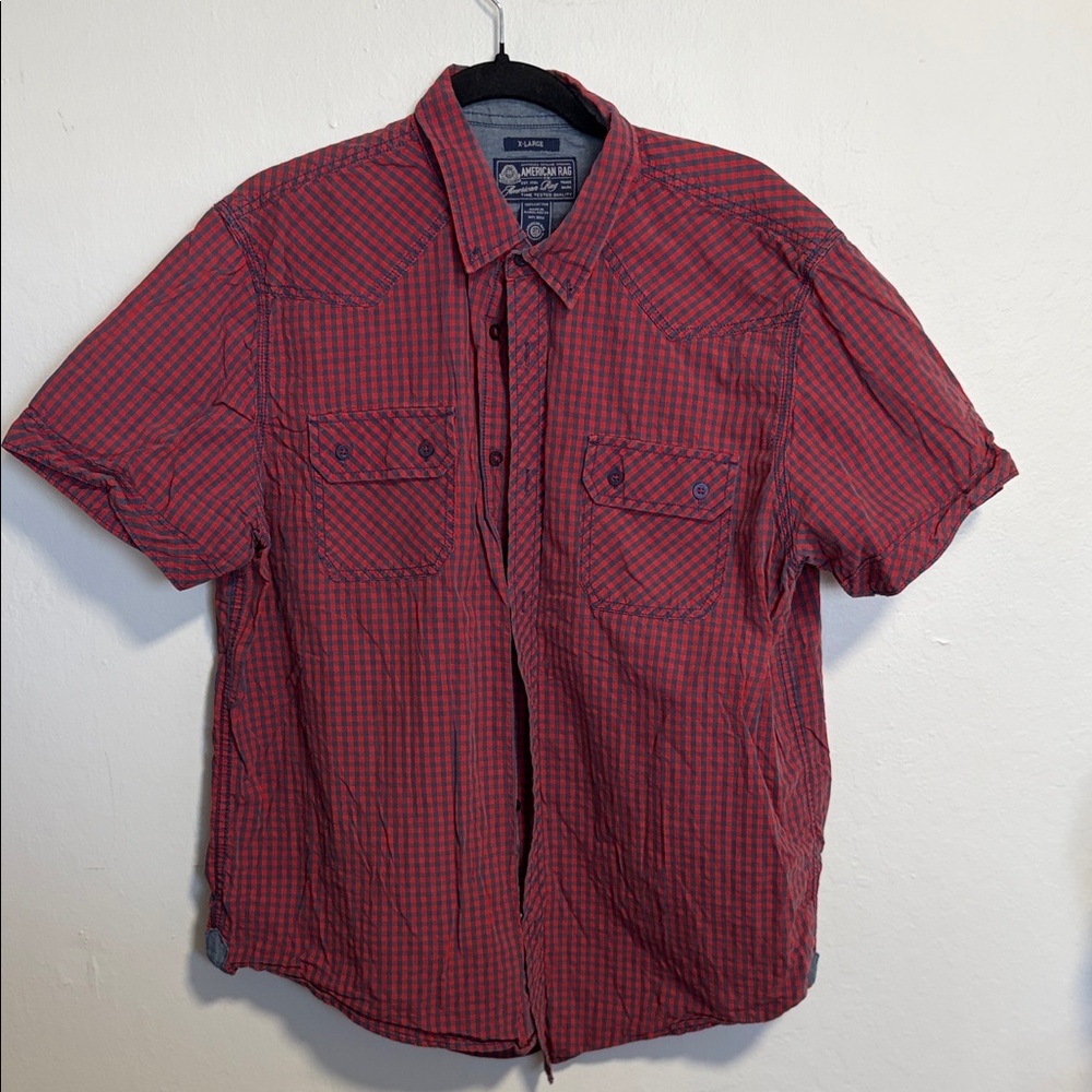 American Eagle Outfitters Red Plaid Button Down Shirt